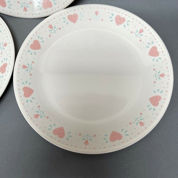Corelle by Corning Dinner Plates Hearts Forever Yours Beige Pink Lot of 3 - Picture 4 of 10